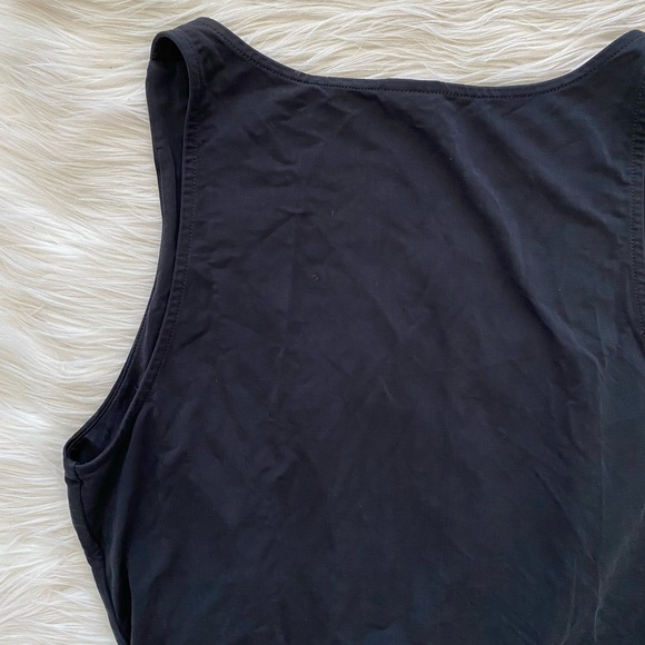 & Other Stories Black Scoop Neck Knot Tie Front Cropped Tank Top Shirt - Picture 7 of 8